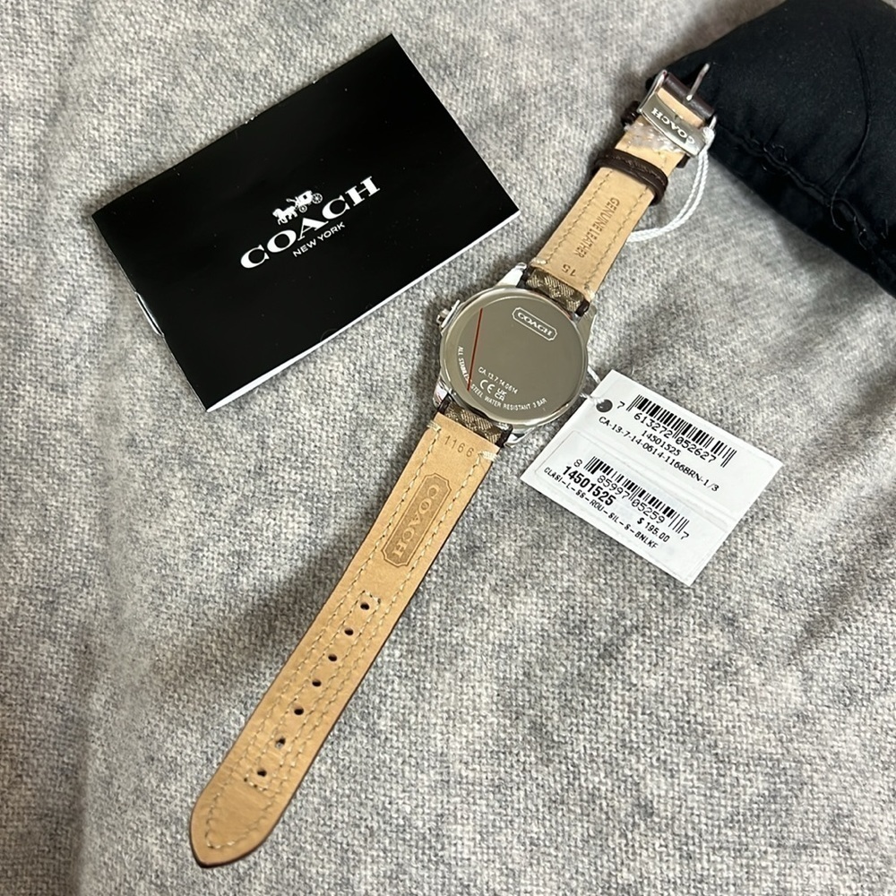 New Coach Signature Index Signature Leather Strap Watch JA1 - Picture 4 of 6